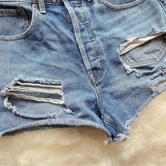 PacSun Ultra High Rise Vintage Distressed Denim Shorts - Picture 3 of 6